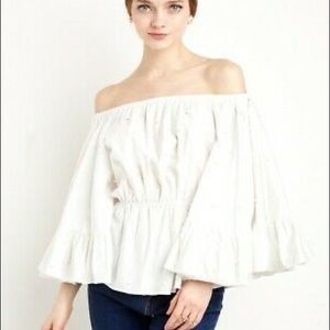 C/meo collective bell sleeves white pearl top XXS